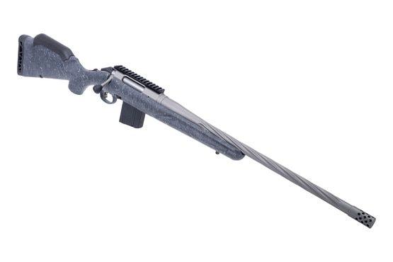 6mm ARC bolt action rifle with grey splatter stock.